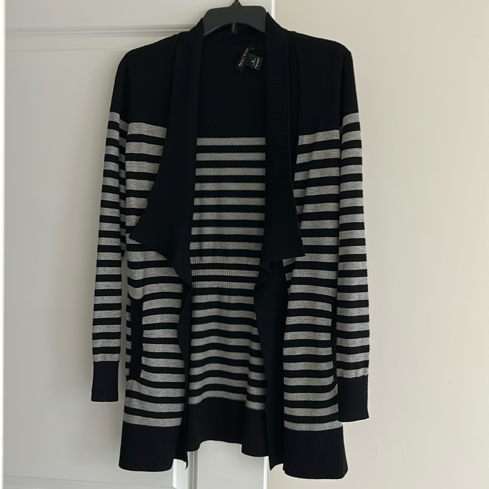 WHBM Striped Long Sleeve Cardigan, Size S